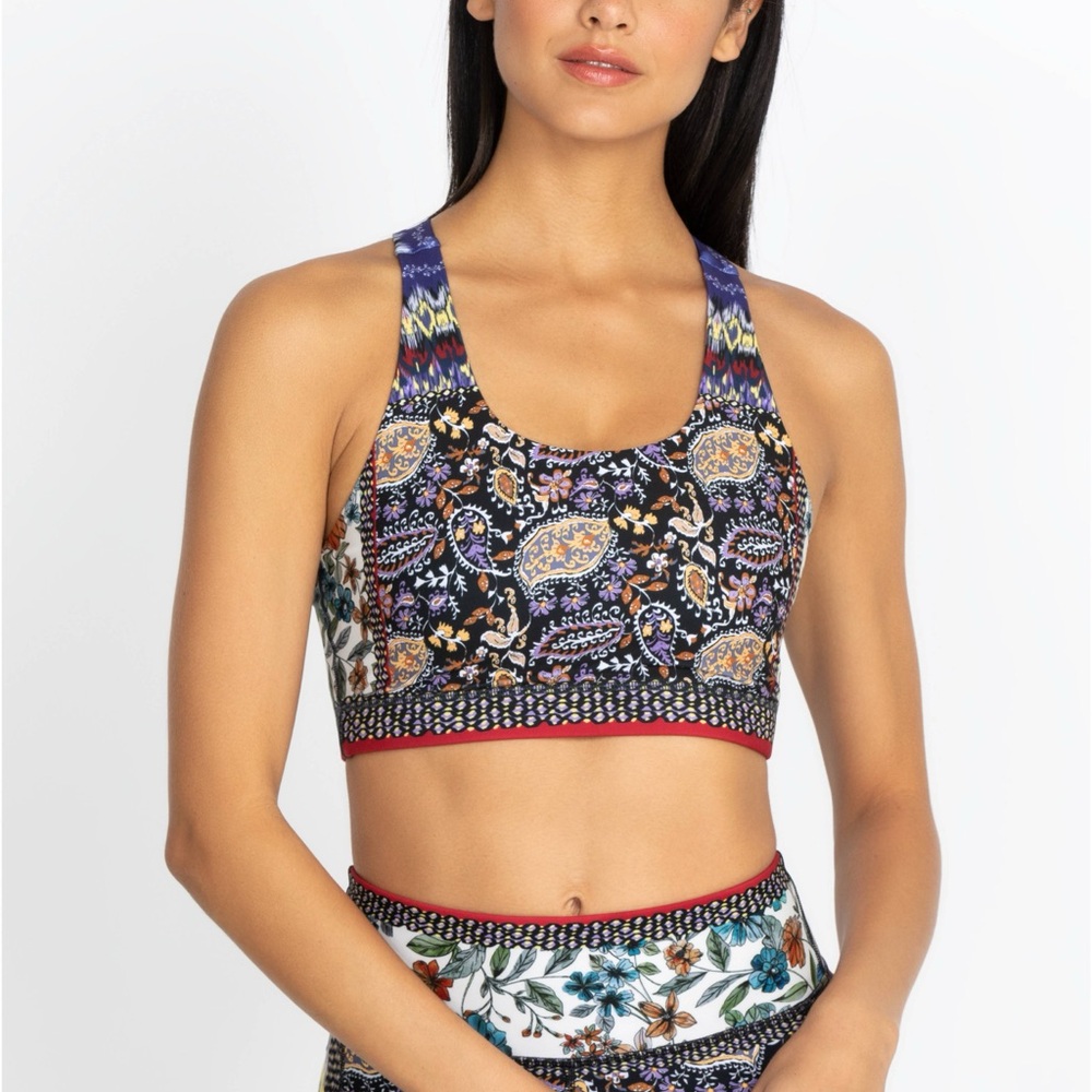 Johnny Was Active Black and Multicolor Sports Bra